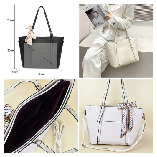 Cartera Tote con Pañuelo Decorativo y Correa Ajustable