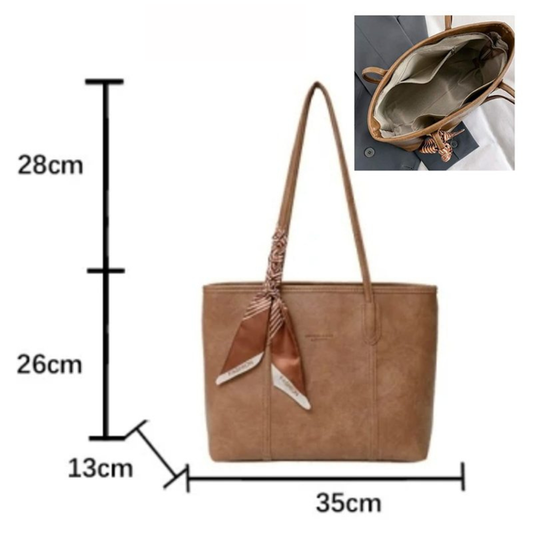 Cartera Tote Clásica con Pañuelo – 35 cm