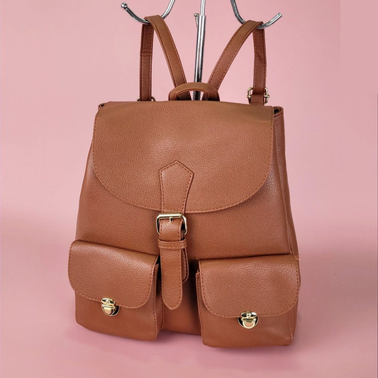 Mochila Casual Elegante con Bolsillos Frontales