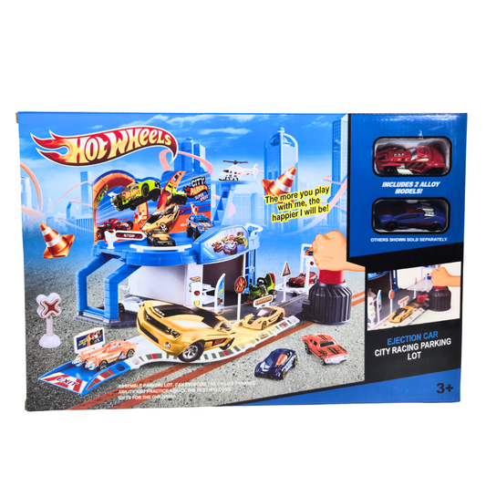 Pista Hot Wheels City Racing Parking Lot con Autos