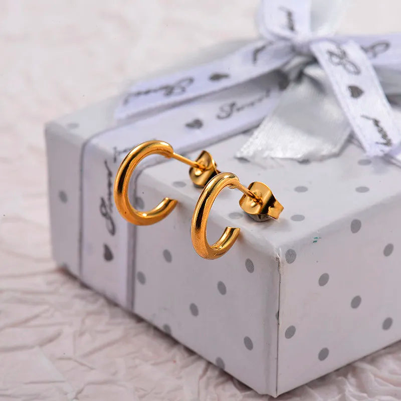 Aros Mini Argolla Dorada – Acero Inoxidable