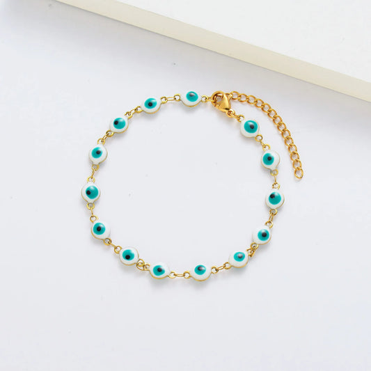 Pulsera dorada con ojos turcos