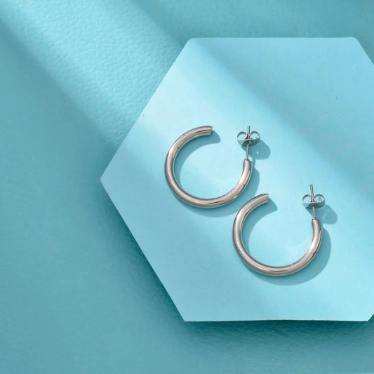 Aros argolla plateados en acero inoxidable